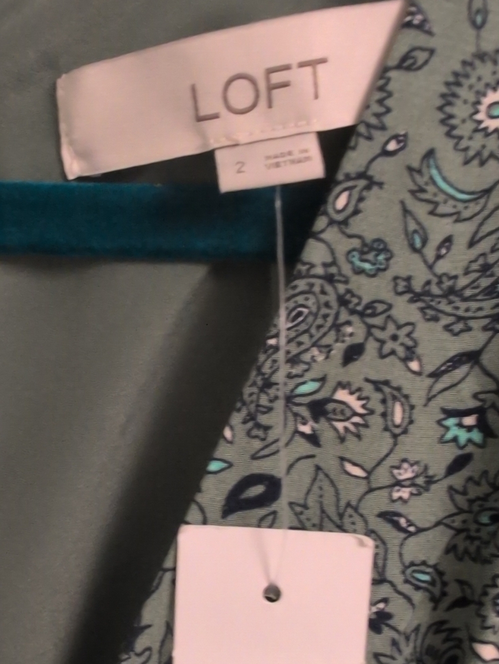 LOFT Teal Floral Midi Dress with V-Neck - Picture 2 of 5